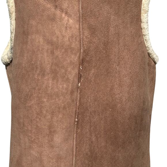 Vintage Handmade Suede Leather Sherpa-Lined Vest Snap Front Pockets - Picture 16 of 16